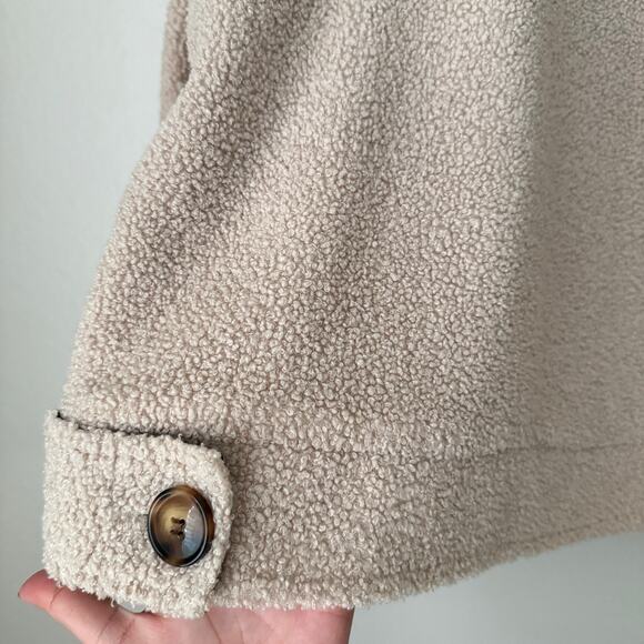 Nasty Gal Womens Tan Sherpa Teddy Jacket Coat Lined Oversized Size Medium Top - Picture 12 of 12